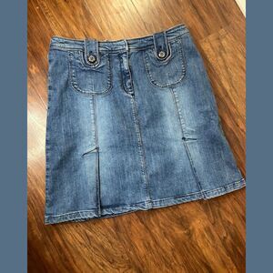 Harold's Denim Skirt with Embellished Buttons